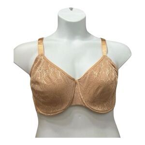 Adore Me Beige Floral Minimizer Bra Plus Size 40DD Underwire Unlined Lingerie